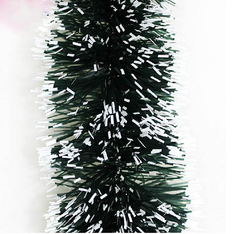 2M Long Dark Green & White Tinsel Christmas Decorations Tree Fashion Decor.l8