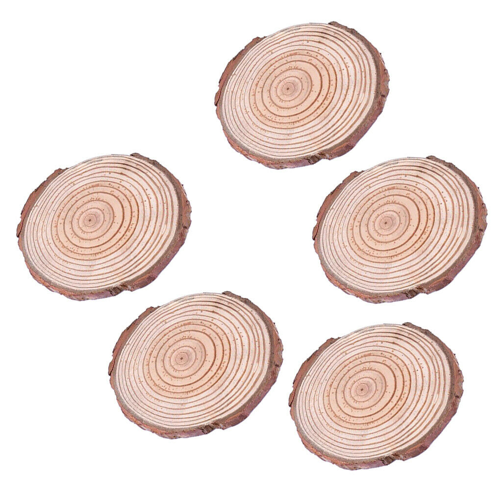5pcs Unpainted Natural Wood Slices Chips Round Log Disc for DIY Craft 5-6cm