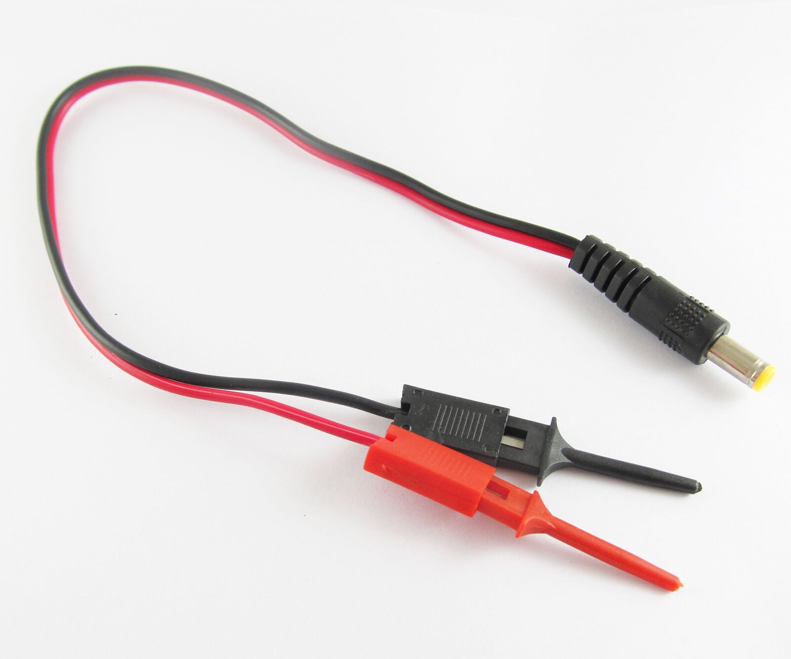 10set new Small Flat Test Hook to 2.1x5.5mm DC Male Plug DC Power Cable 30cm/1Ft