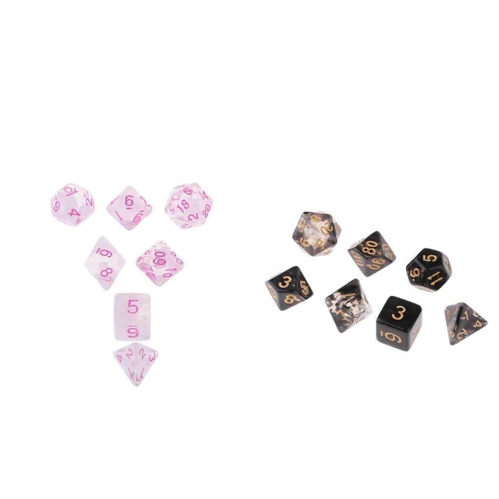 7 Pieces Plastic Clear Transparent Multi-side with Number Dice Set style1