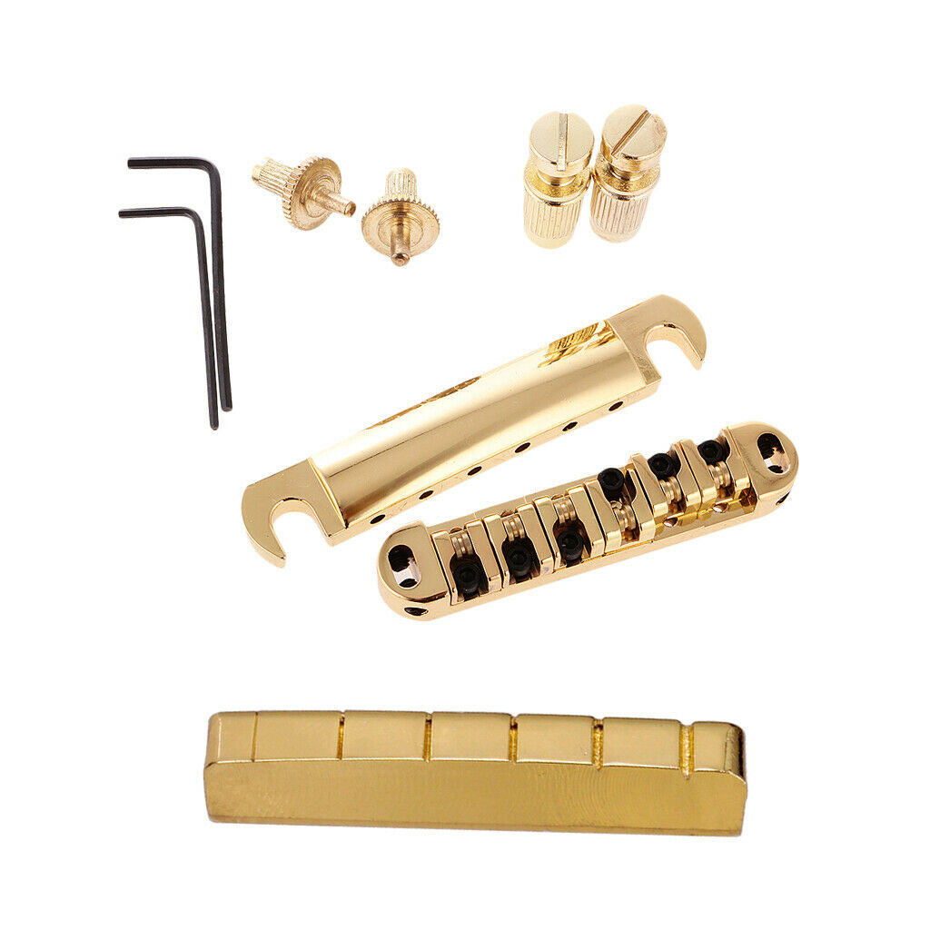 Durable Electric Guitar Roller Bridge Saddle Set 43MM 6 String Brass Slotted