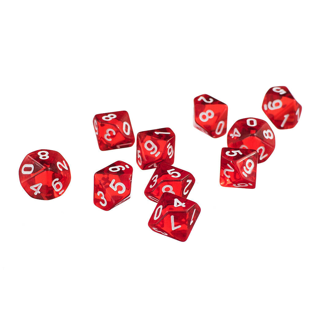 60 Packs Multi Sided Dice 10-Die for Board Game TRPG Roleplaying Casino Fun