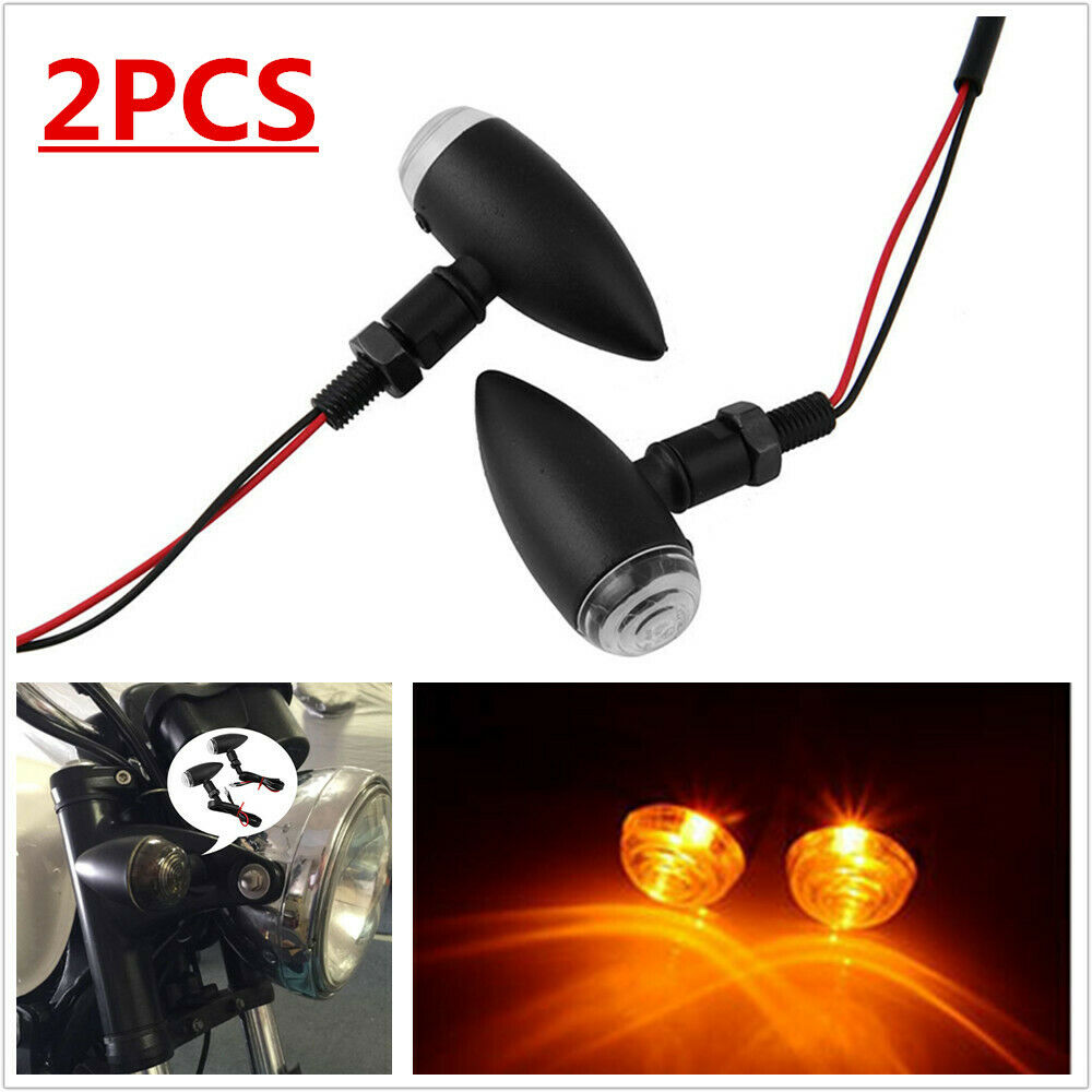 Motorcycle 12V LED 2 Wire Turn Signal Light Blinker Bullet Lamp Aluminum Alloy