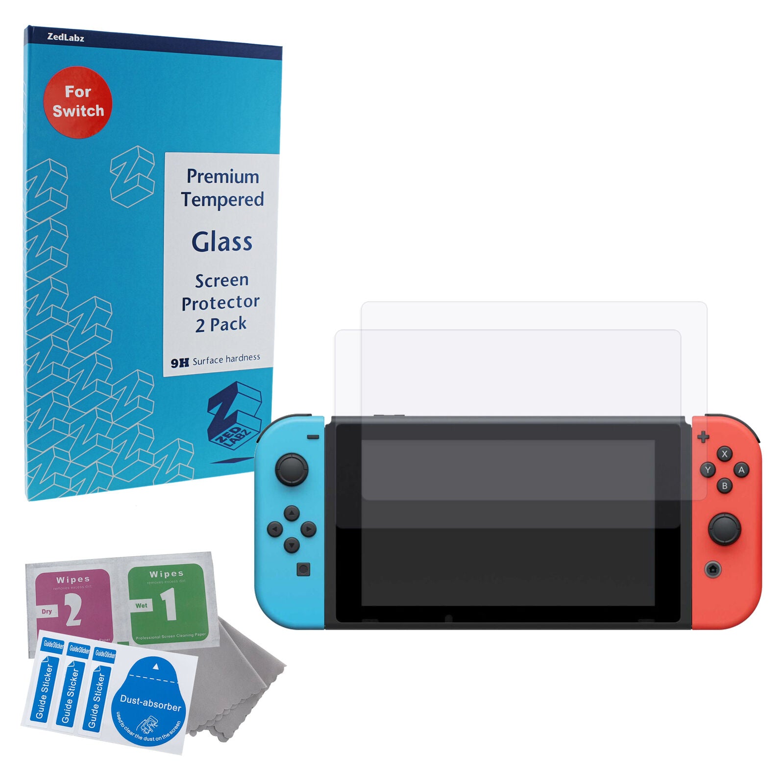 Glass screen protectors for Nintendo Switch 9H tempered 2pk - REFURB | ZedLabz