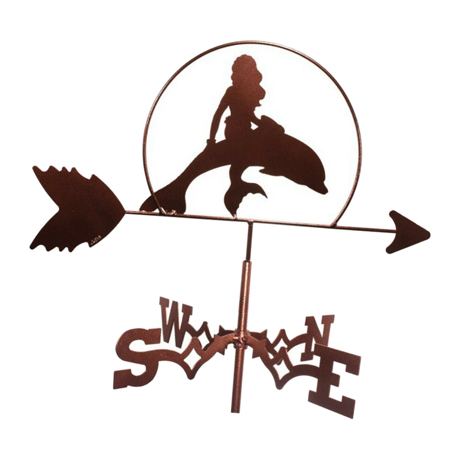 Stainless Steel Mermaid w/ Dolphin Weathervane Weather Vane Yard Farm Decors