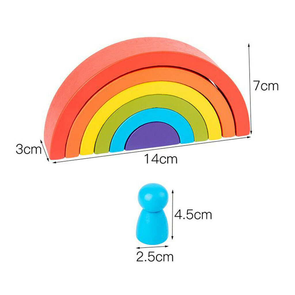 12Pcs Wood Rainbow Color Stacking Blocks Fun Building Nesting Toys for Kids Boys
