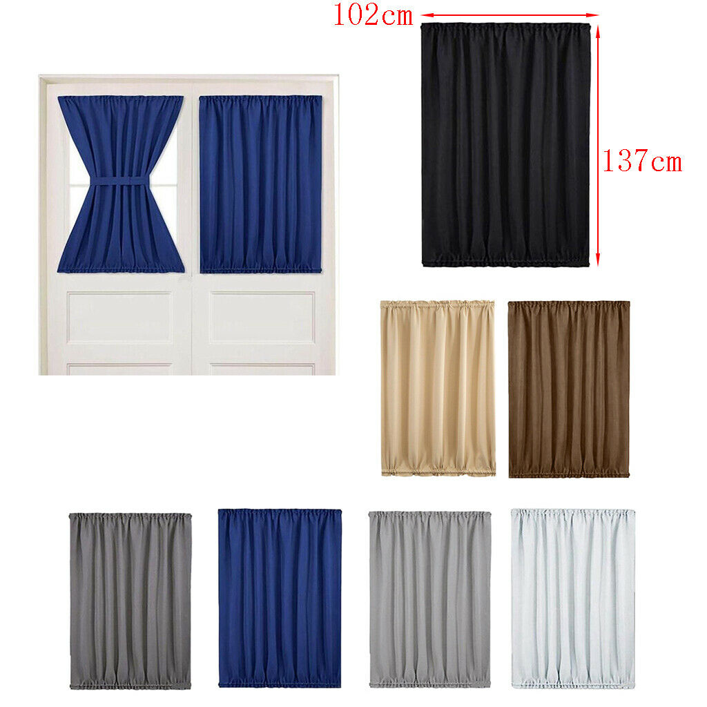 Light Reducing Thermal Insulated French Glass Door Curtain Panel  White