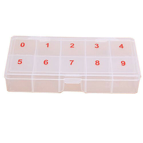 Empty Nail Art Tips Rhinestones Charms Rings Storage Case Holder Clear