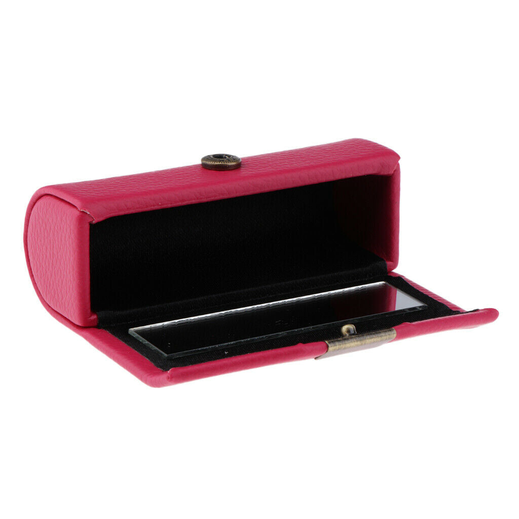 2 Pieces Leather Lipstick Case Holder Storage Box mirror Purse Pocket