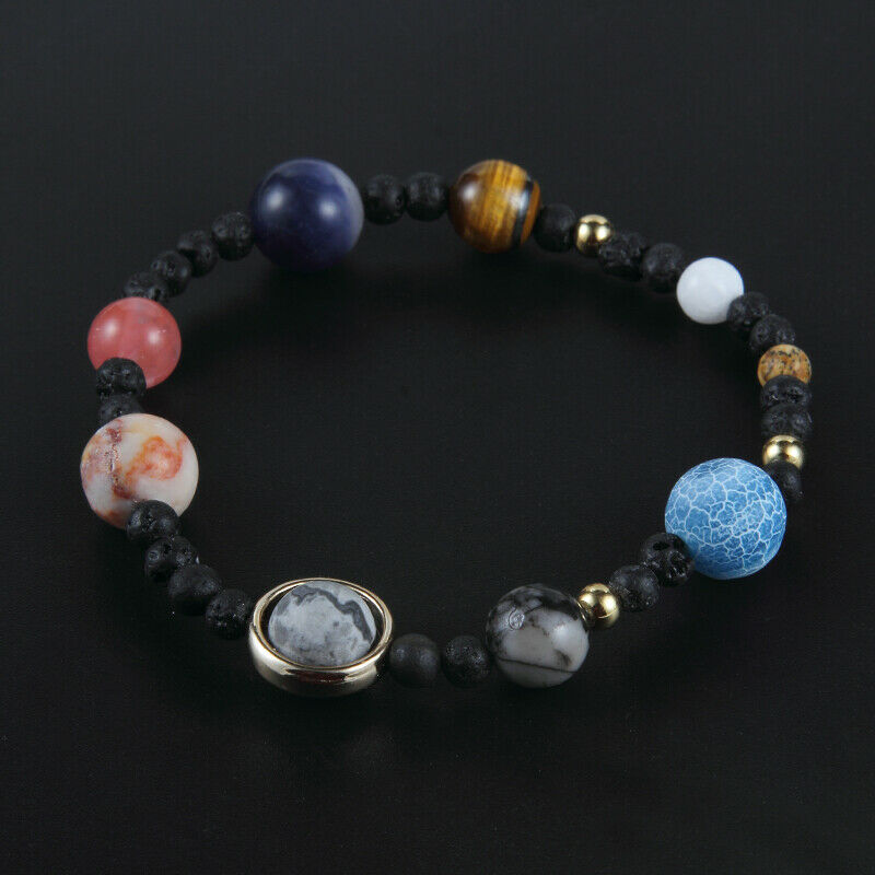 New Women's Eight Planets In Solar System Moon Earth Stone Beads Bracelet Gifts