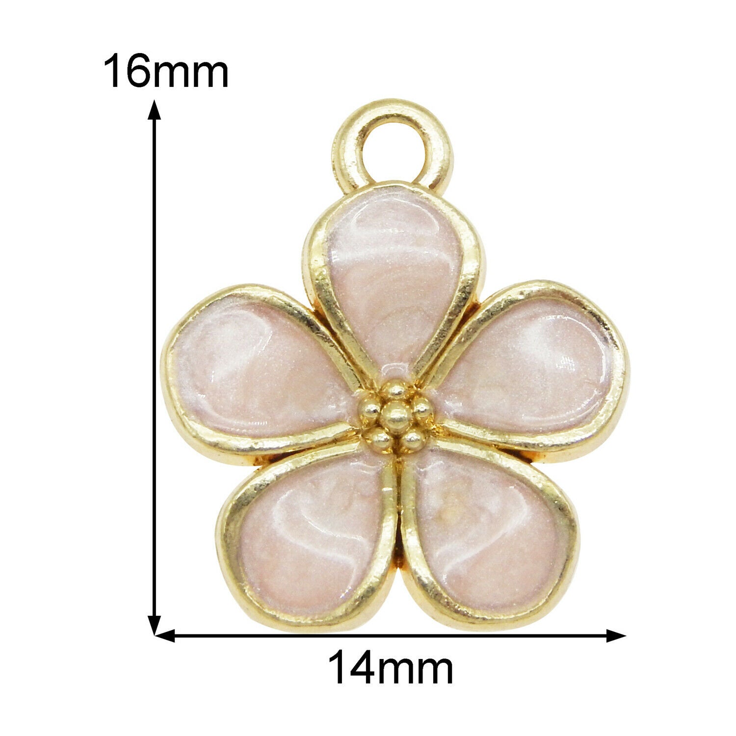 16 pcs Pink Flower Enamel Charm Alloy Pendant Jewelry Making Drop Dangle 16*14mm