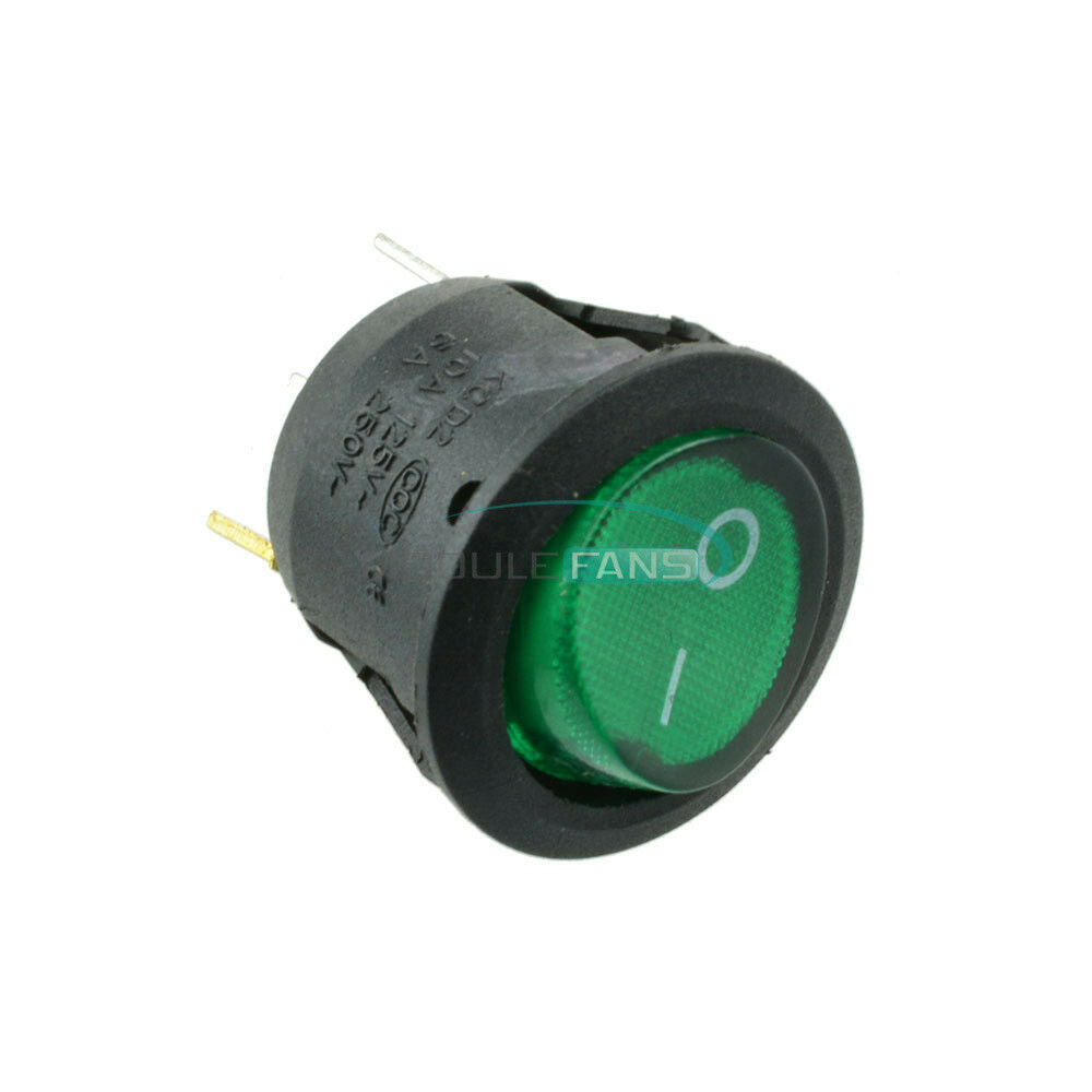 5Pcs Mini Round Switch Green 3Pin SPDT ON-OFF Rocker Snap-in