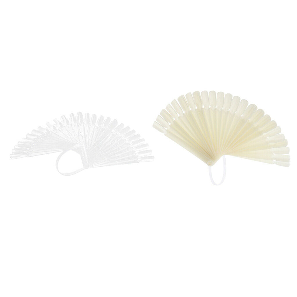 Total 64 Tips Fan-shaped Nail Art Tips Display Board for Salon Home DIY