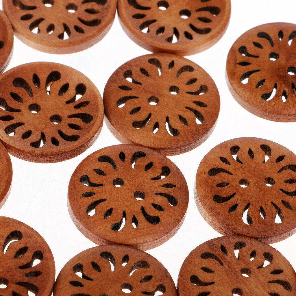 20/set Wooden Flower Shape Buttons 2 Holes 23mm DIY Sewing Buttons Crafts