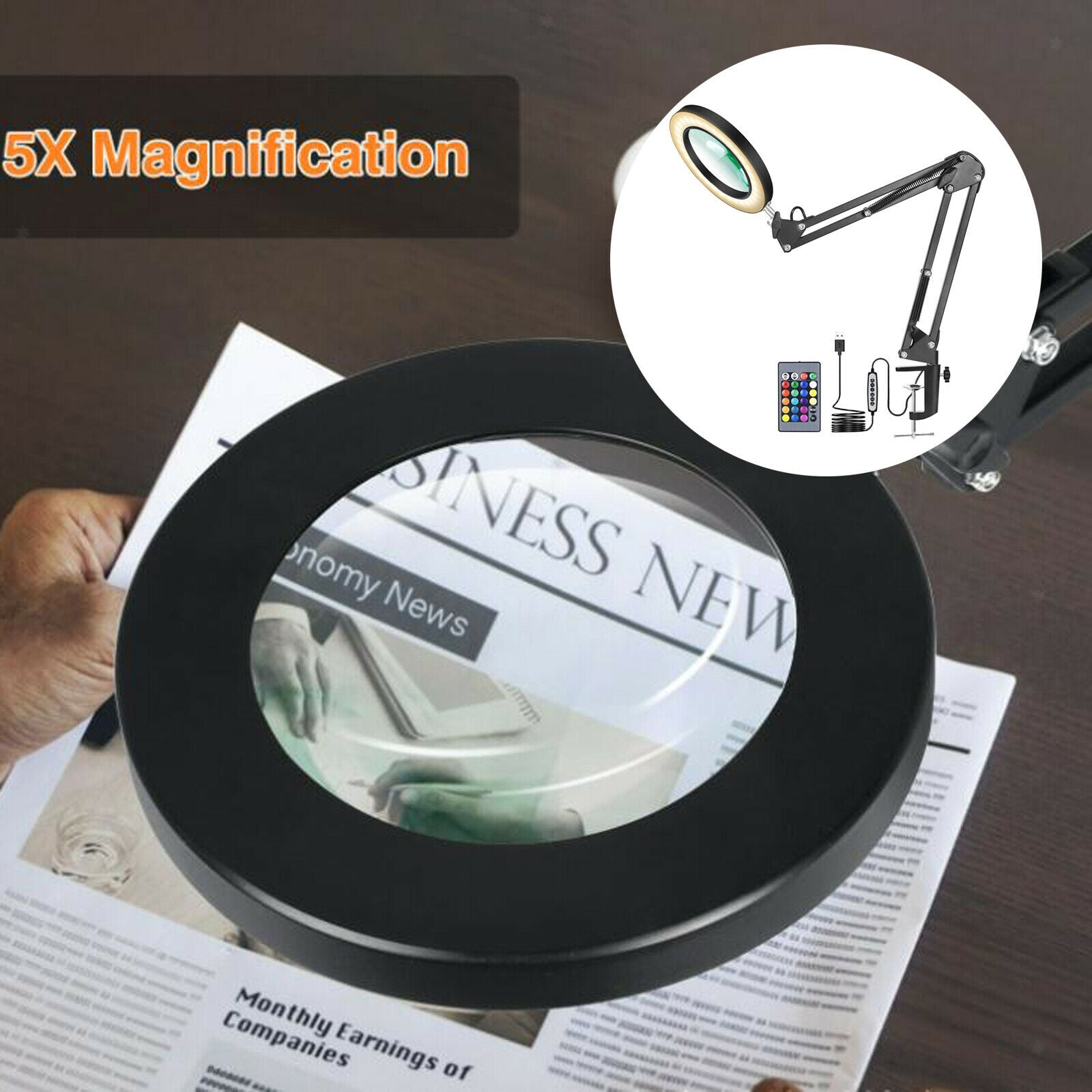 Magnifying Desk Lamp Clamp Adjustable Colors Desk Lamp Magnifying for Hobby