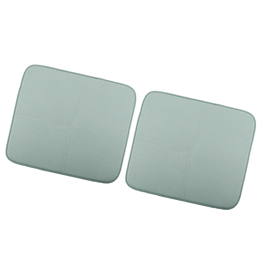 2Pcs/Set Microfibre Drying Mat Sink Drying Pads For Absorbent 16x18'' Green