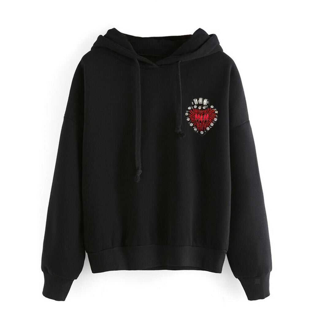 Love Heart Shape Rhinestone Beads Patch Applique Stiker DIY Sweater Scarf