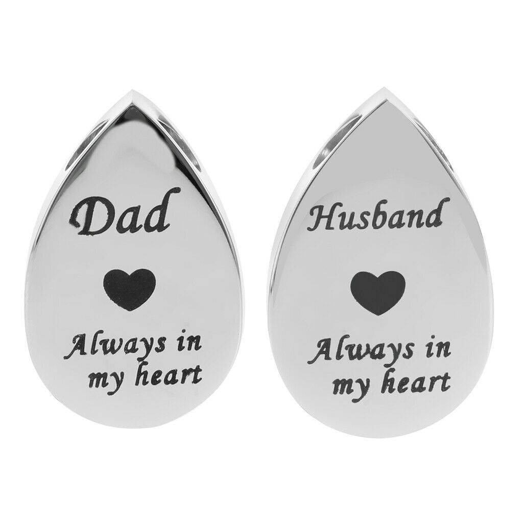 2 Pieces Always in My Heart Waterdrop Urn Memorial Ashes Keepsake Pendants