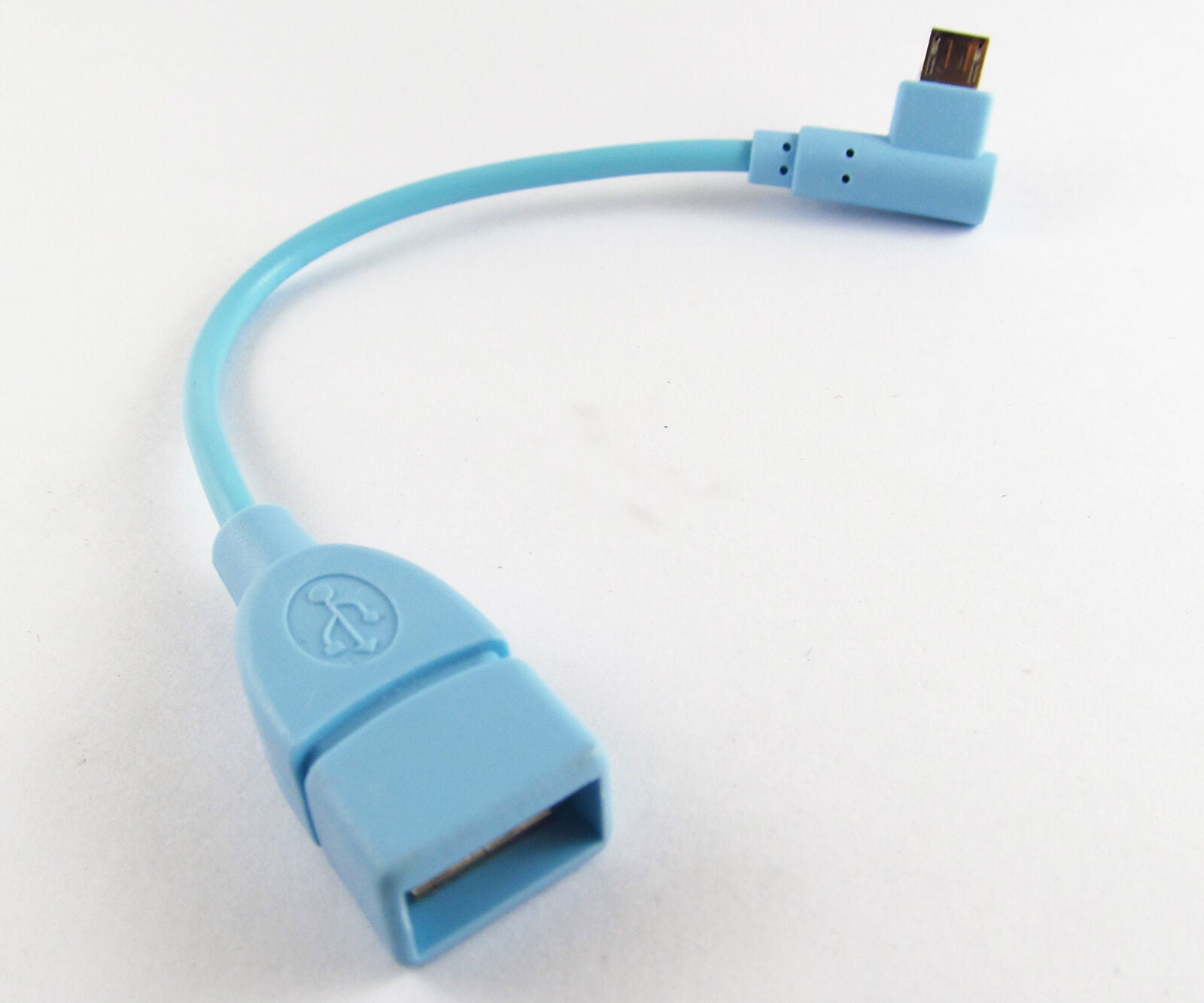 Light Blue Right angle USB 2.0 Female to Micro USB Male OTG Host Cable Adapter