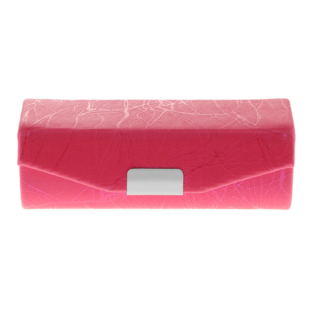 Leather Lipstick Lip Gloss Case Storage Box Makeup Holder with Mirror Rose Red
