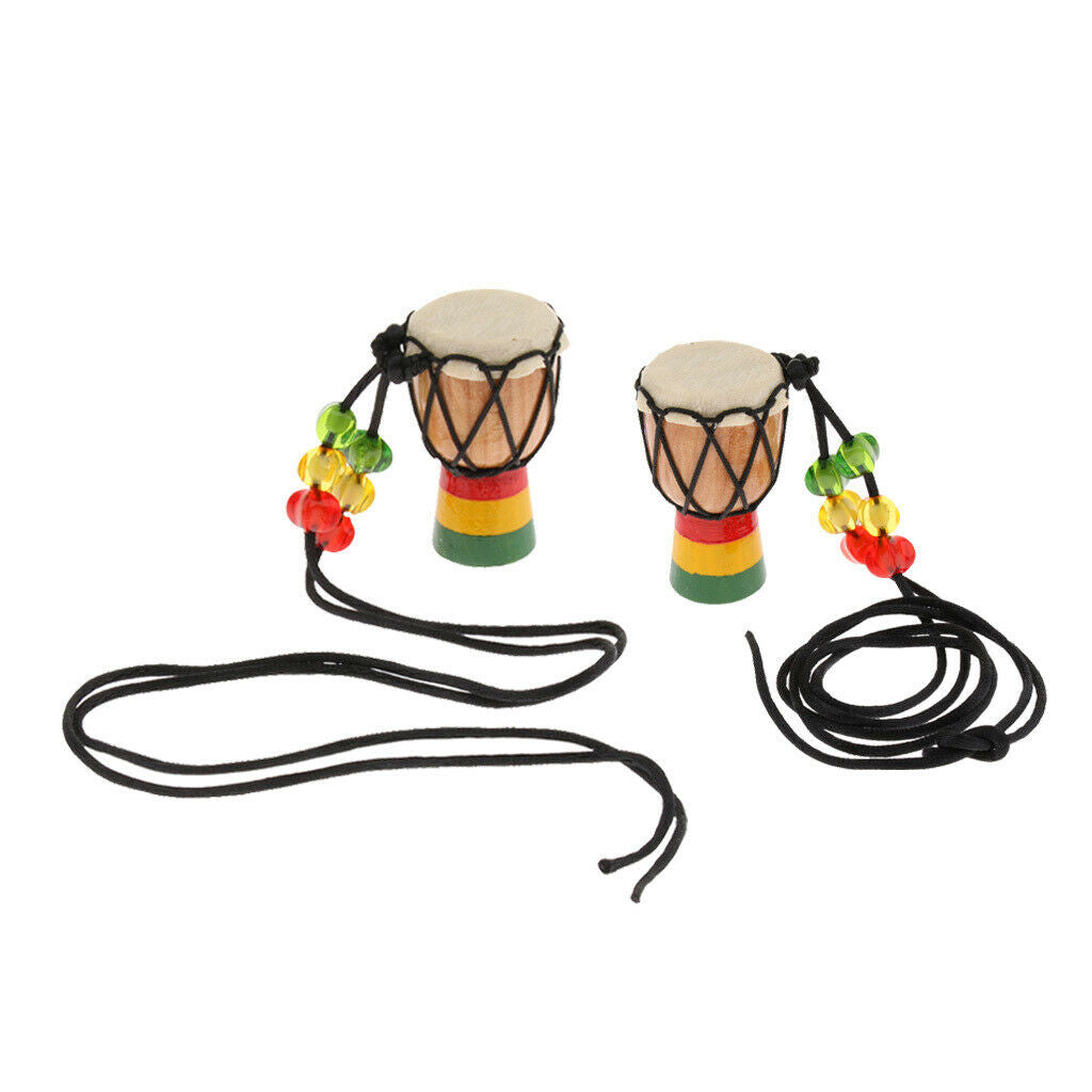 Wooden Mini Classic Drummer Djembe Percussion African Hand Drum Pendant B
