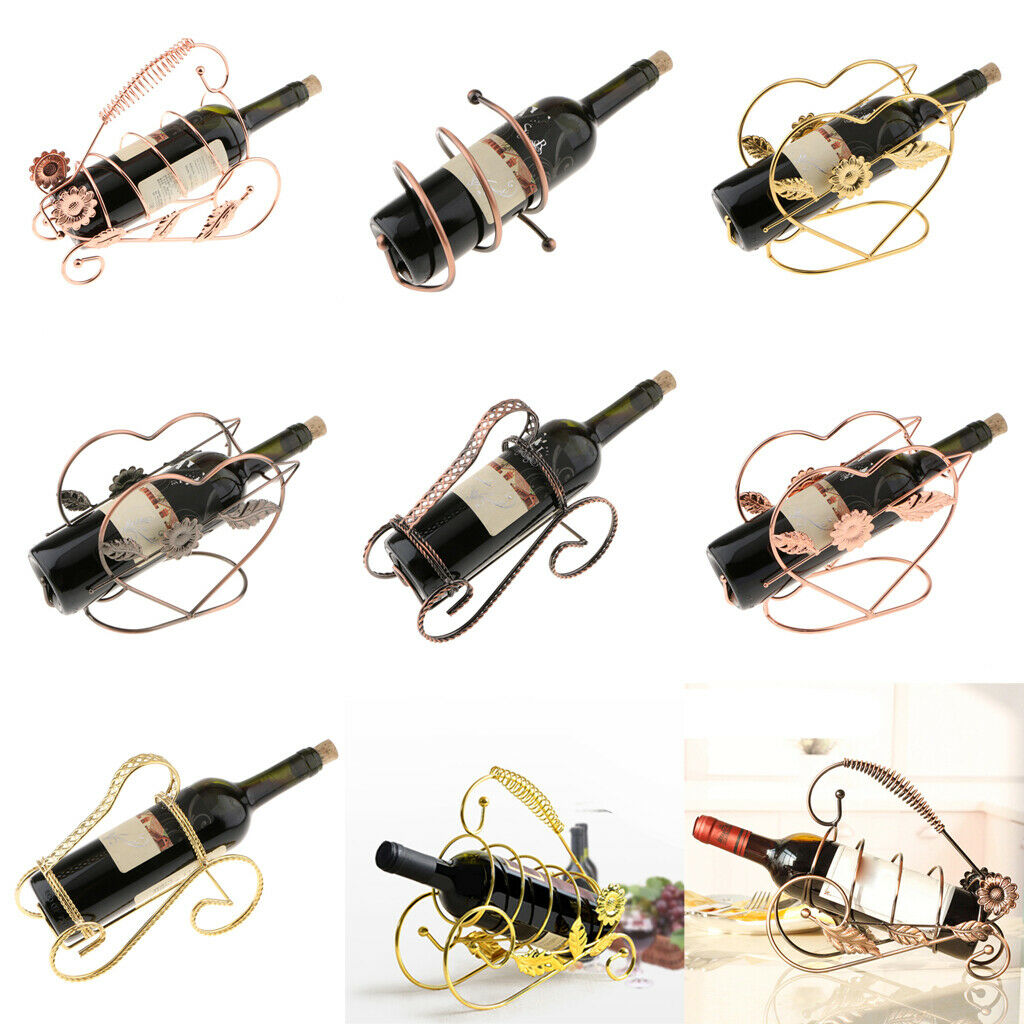 Retor Metal Red Wine Rack Champagne Bottle Holder Storage Shelf Golden