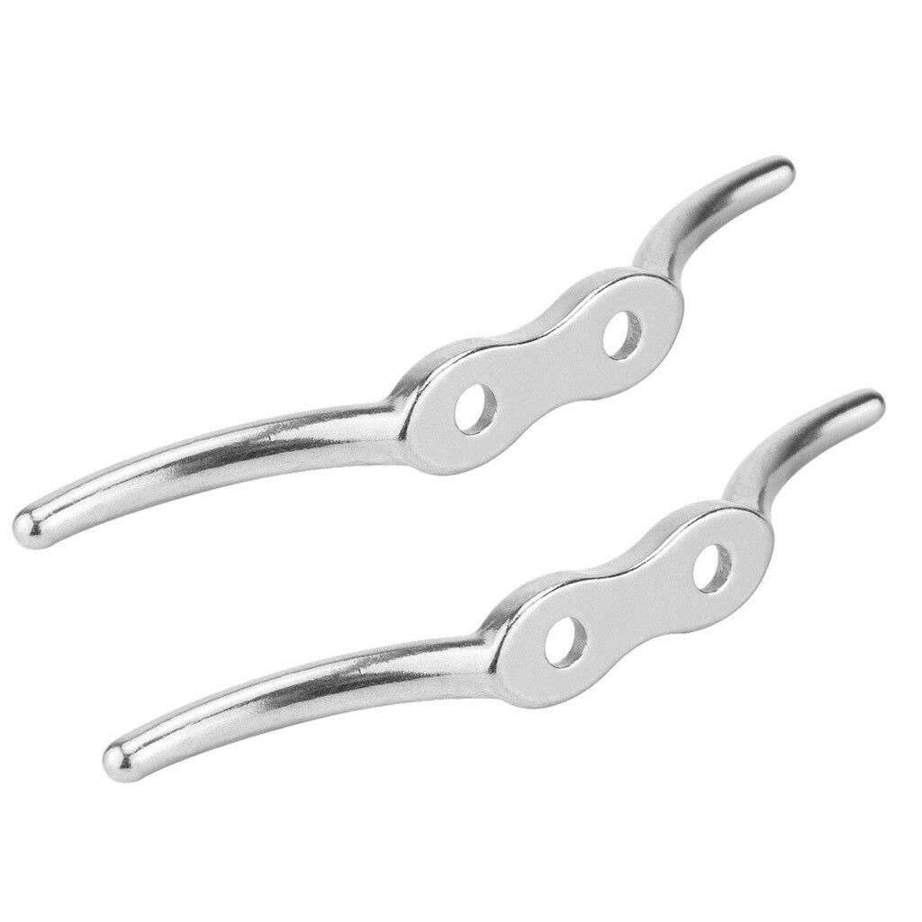 2 pack Marine 316 Grade Stainless Steel Rope Cleat 4" Boat Deck or Flagpole Hook