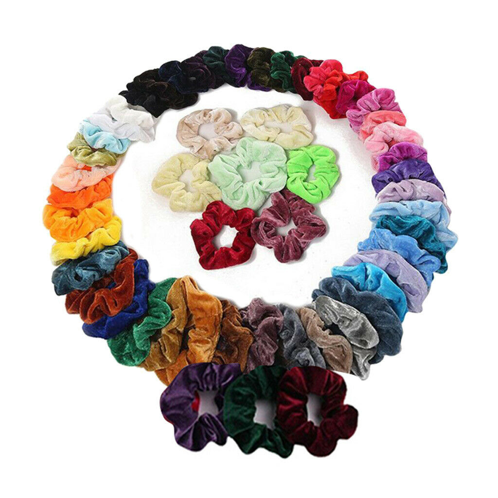 53x Colorful Hair Scrunchies Hair Band Lady Soft Bobble Hair Ties Ropes