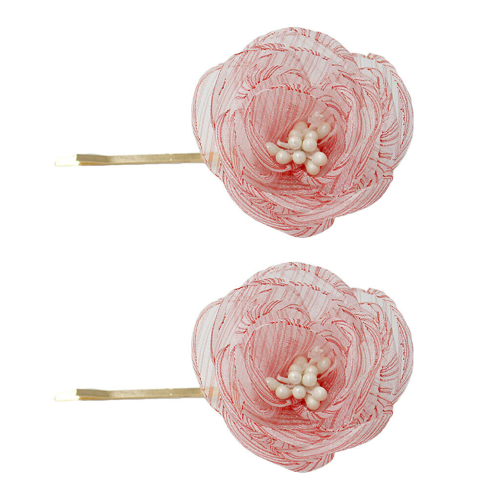 2 Pieces Stripe  Flower Bridal Hair Clip Wedding