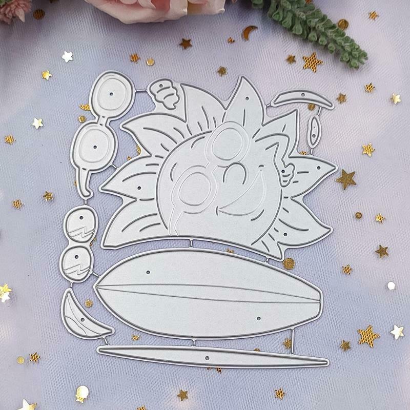 Surfboard Sun with Sunglasses Carbon Steel Cutting Dies DIY Scrapbooking Photo