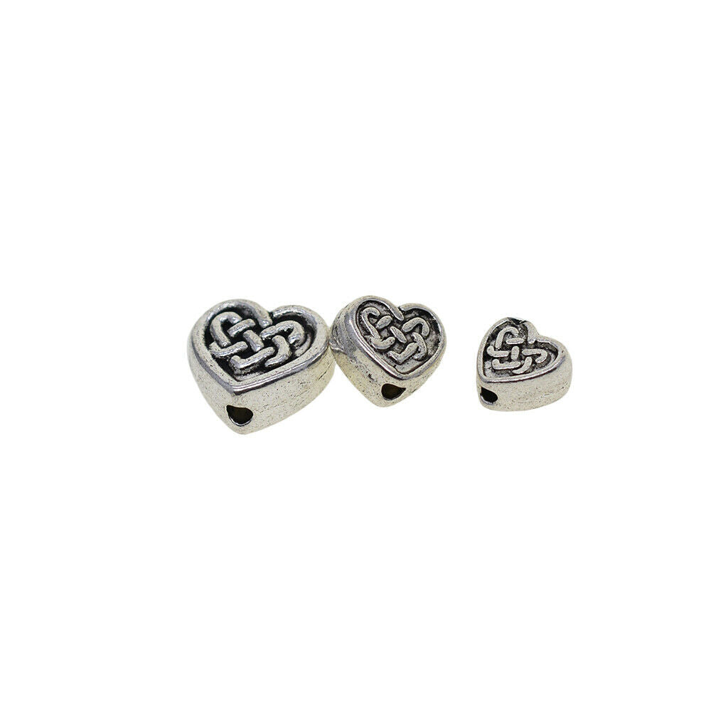 Prettyia 50pcs Alloy Heart Shape Spacer Beads DIY Jewelry Making Accessories