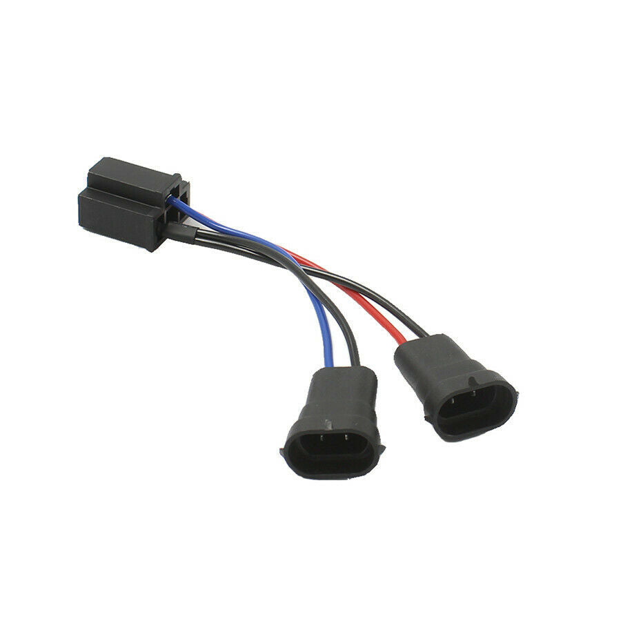 2 Pcs Y Split H9/H11 to H4 Hi/Lo Beam Headlight Splitter Wire Harness Adapter