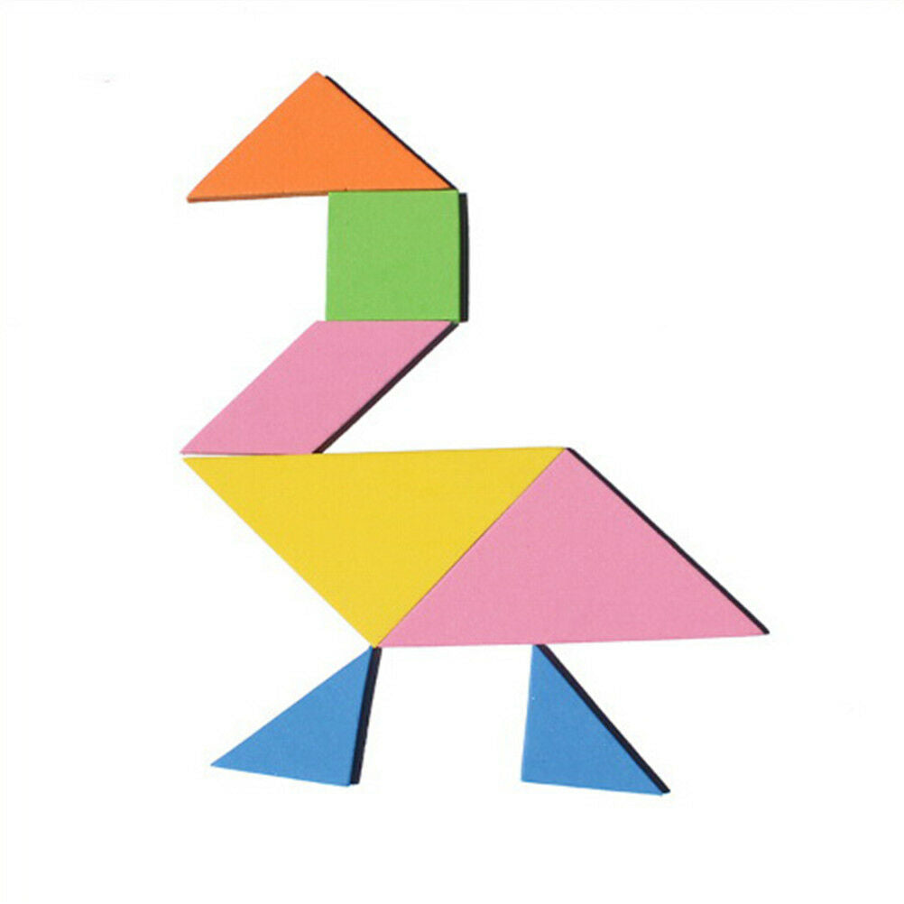 7 Piece Rainbow Color EVA Tangram DIY Foam Brain Puzzle Kids Educational T.l8