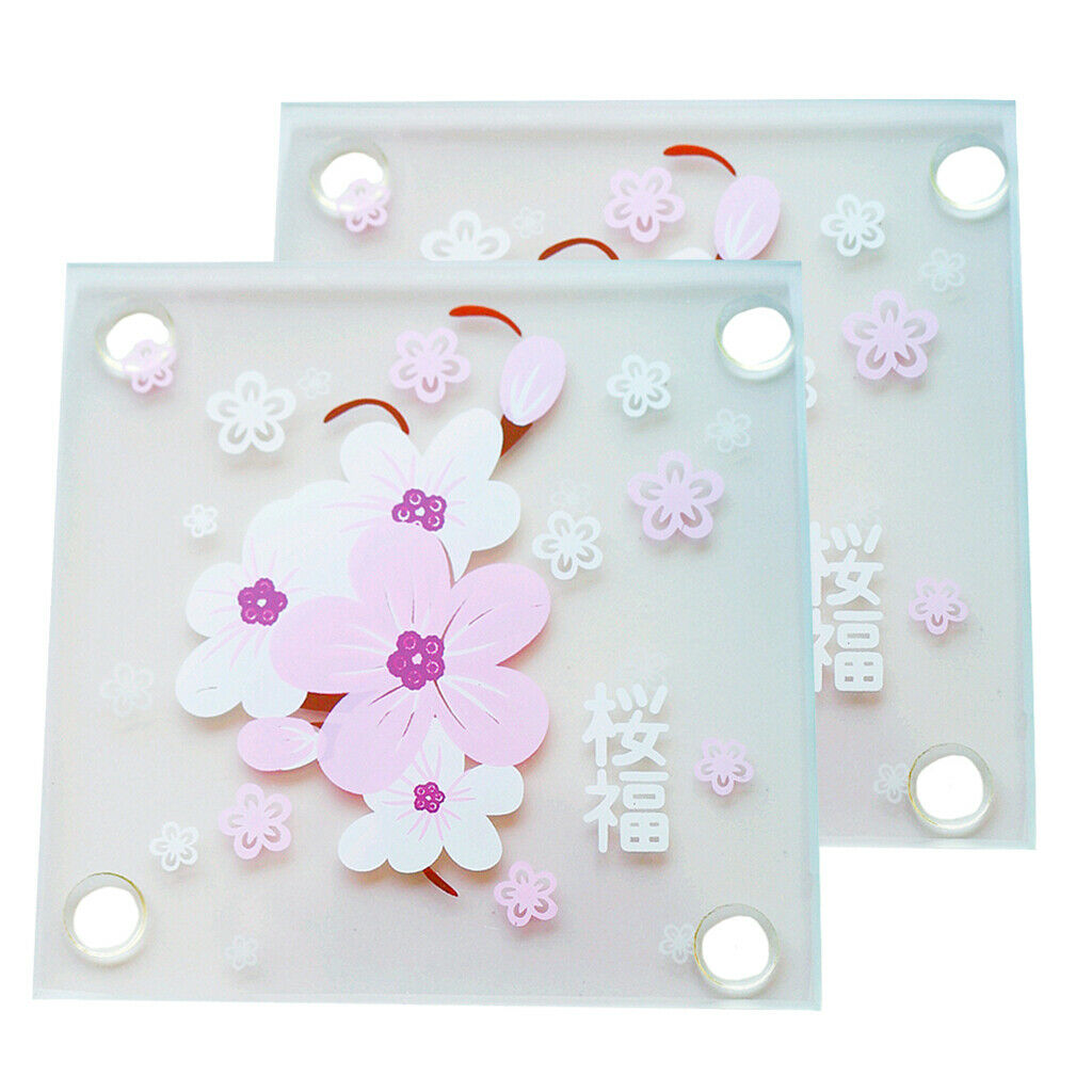 Japanese Cherry Blossoms Wedding Glass Coasters, Set of 2