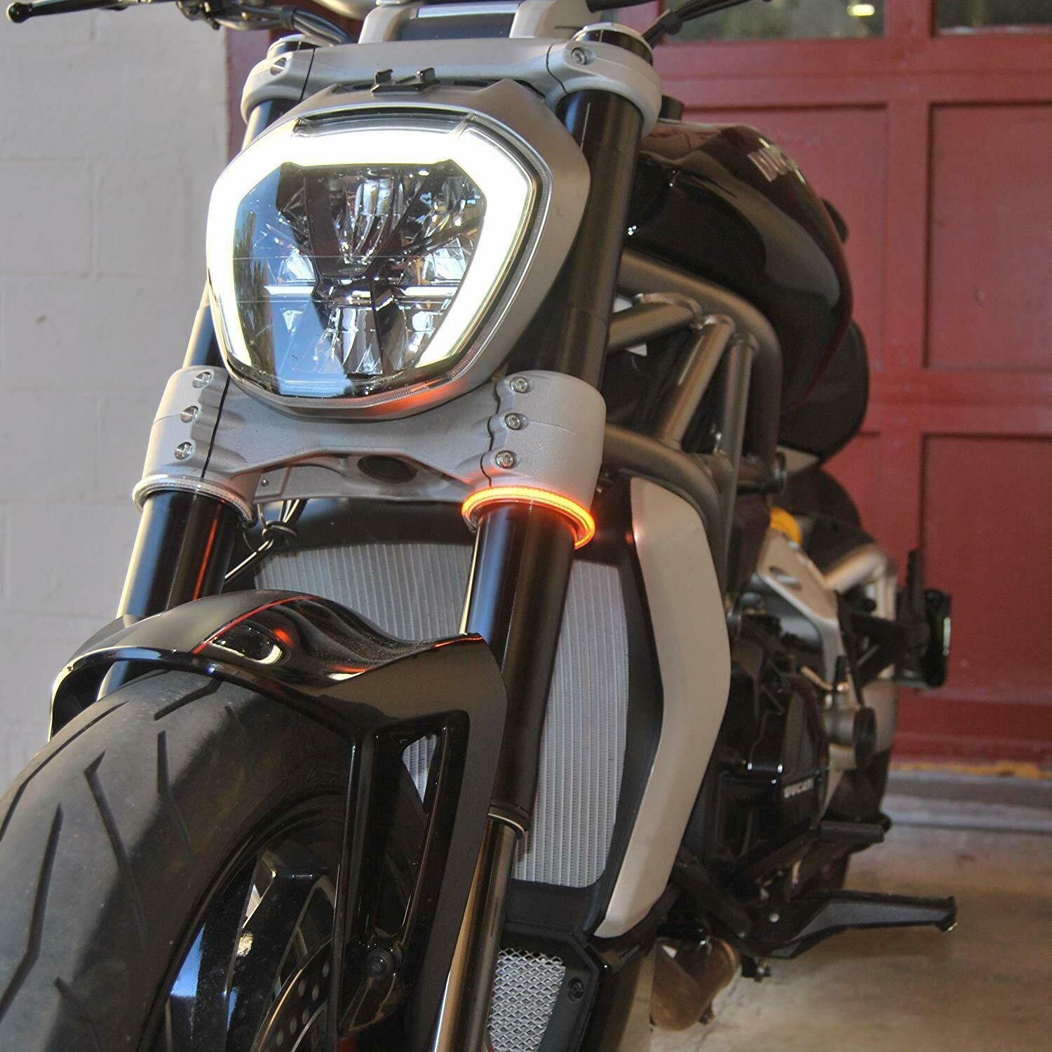 LED 39mm-41mm Motorcycle Fork Turn Signal/Running Light Kit w/ Transparent Lens