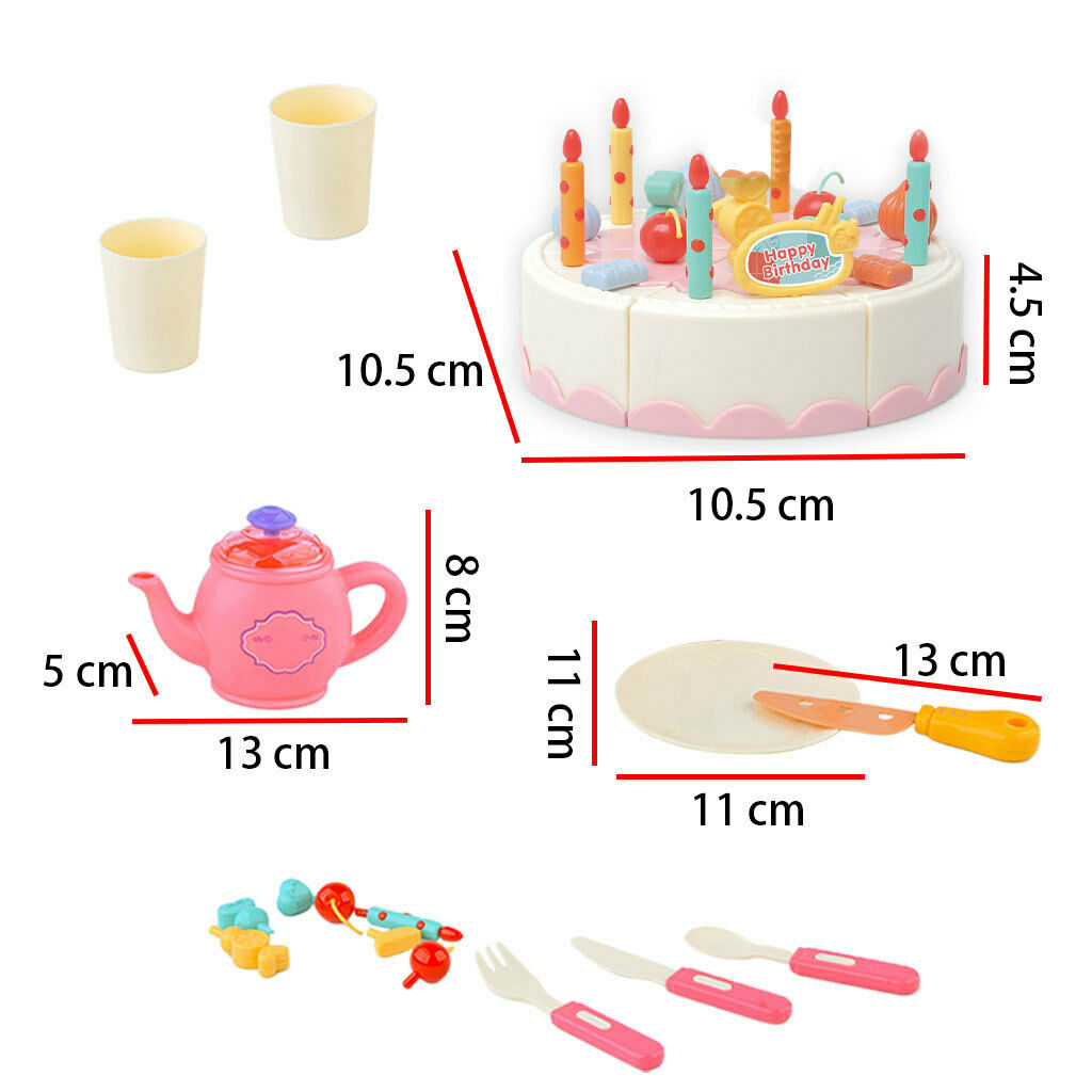 40PCS Realistic Deluxe Plastic Play Cutting Cake with Candles Creative DIY