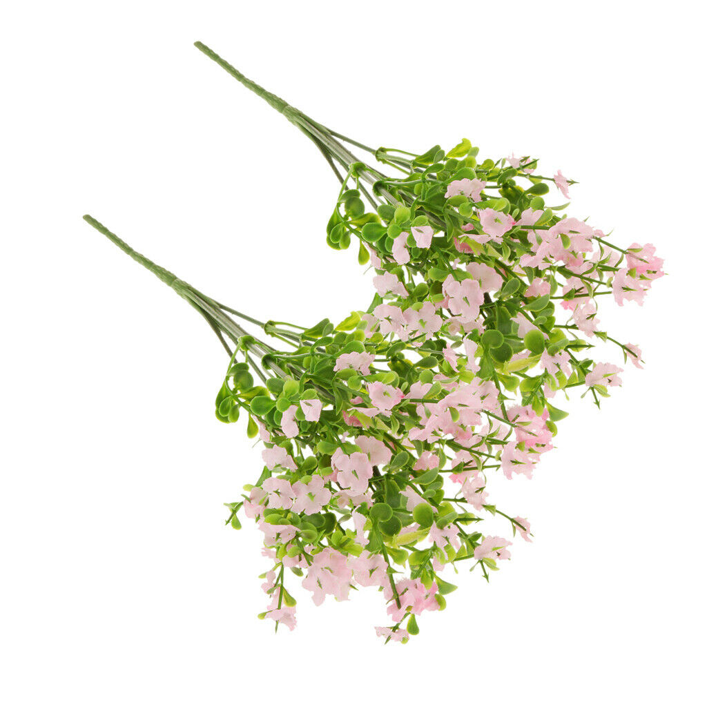 Set of 2, 7 Bundles Plastic Artificial Baby Breath Gypsophila Flower for Home