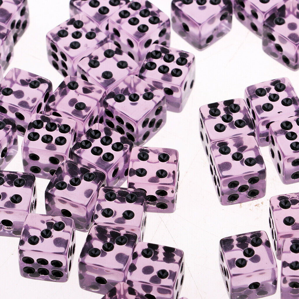 100 lot Acrylic   Spotted Six Sided Dices D6 12mm for DND Board Game Toys