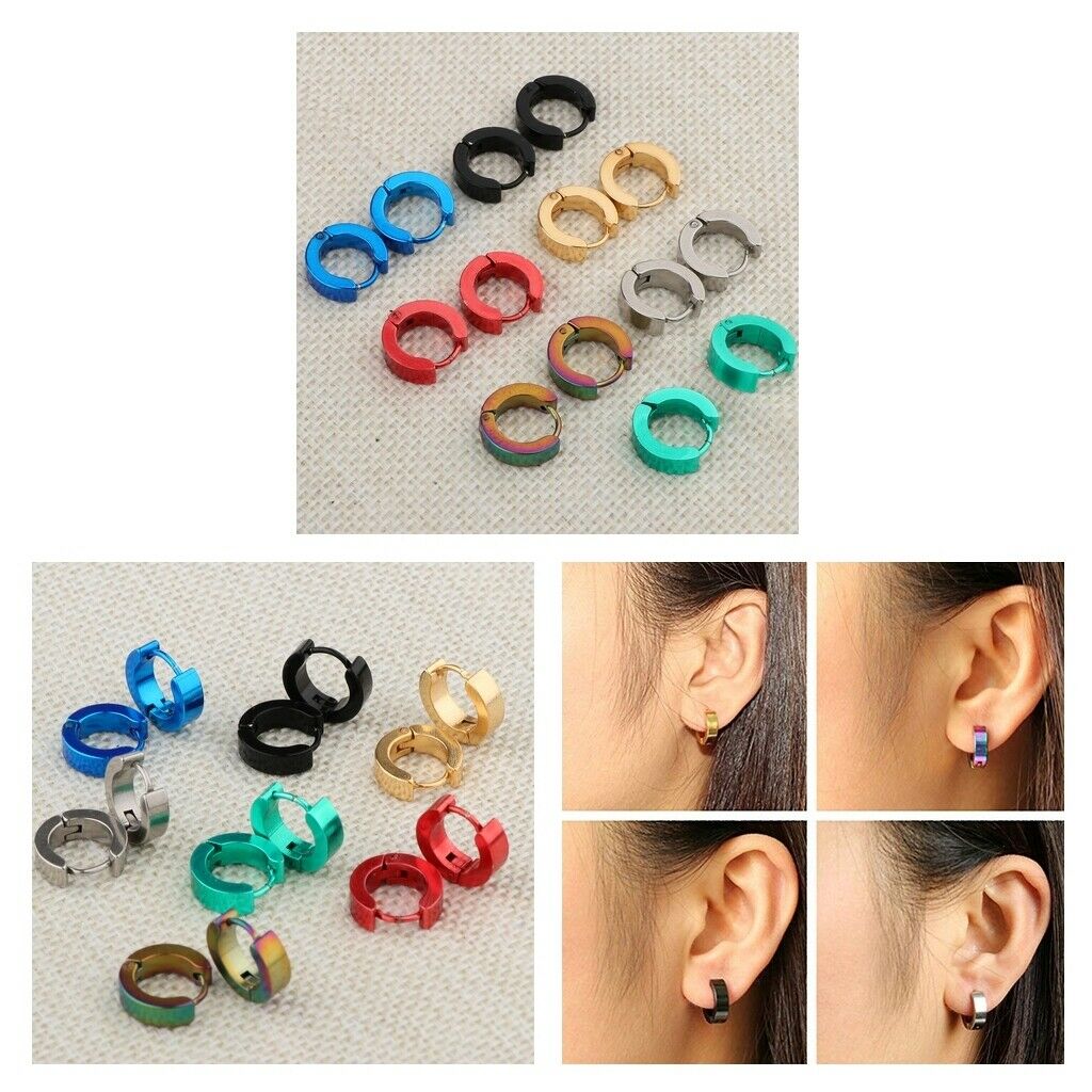 14 Pairs Stainless Steel Women Huggie Hoop Earrings for Men  Ear Piercings