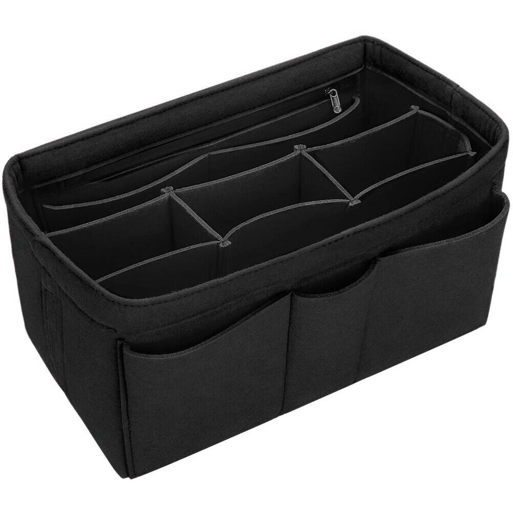 Black Cosmetics Bag Organizer Women Felt Bag Multifunction Makeup Storage Bag