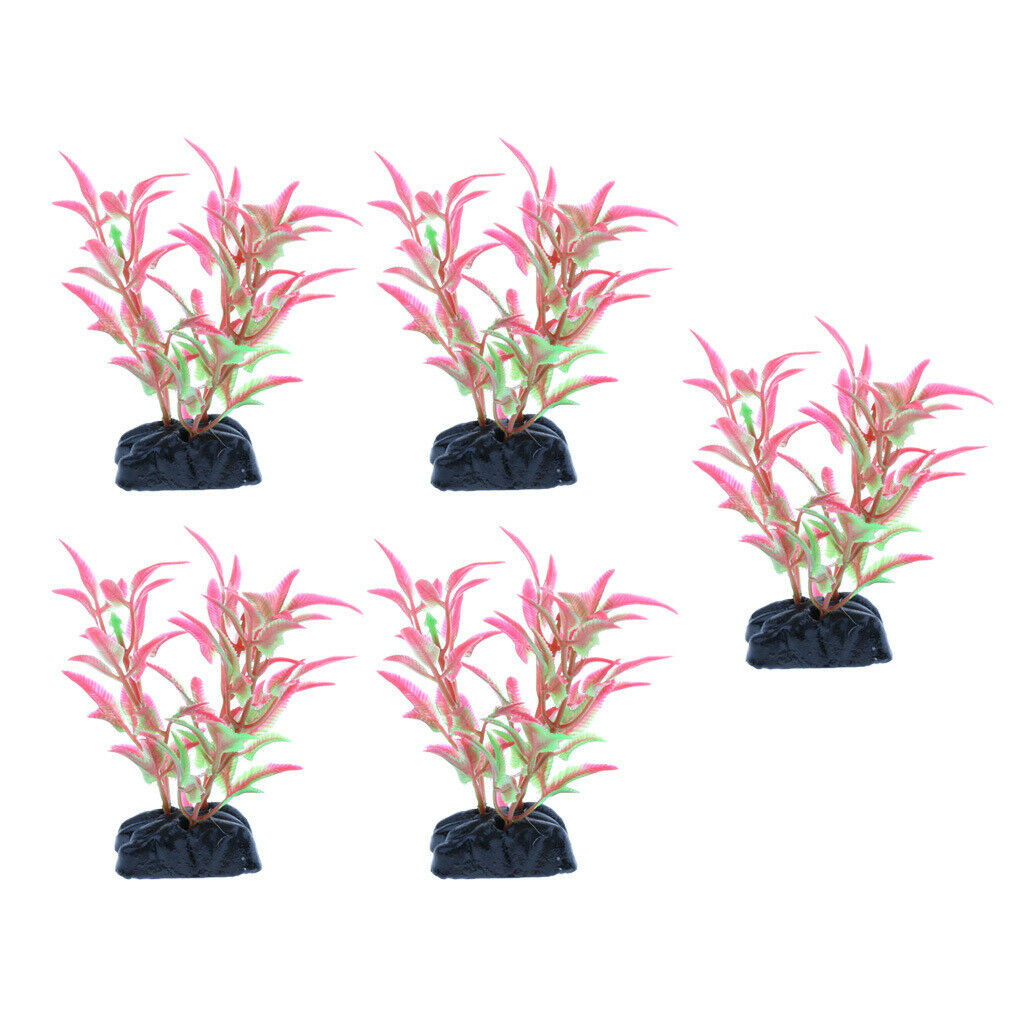 5pcs Artificial Plants for Aquarium Decorations Aquatic Plants Plastic Red