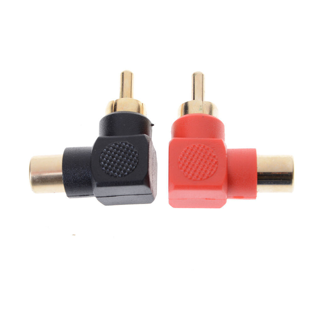 2pcs RCA Right Angle Male to Female Phone Adapters AV Plug Connector 90Deg.l8