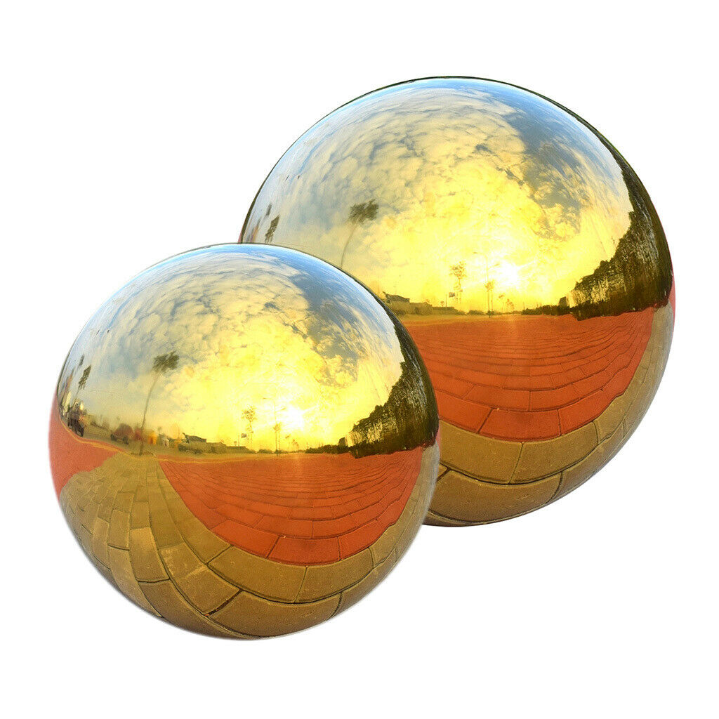 2Pcs 304 Stainless Steel Hollow Ball Seamless Mirror Ball Garden Decor