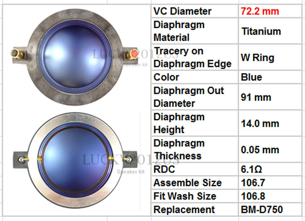 8pcs Diaphragm For P-Audio BMD750 72.2mm diaphragm voice coil