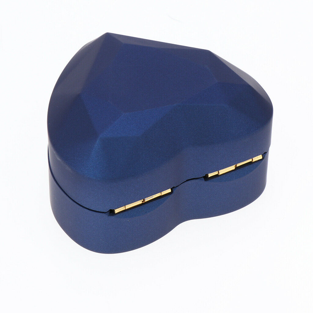 Heart Shaped Jewelry Bracelets Pendant Ring Box Case with LED Gift Blue Ring Box