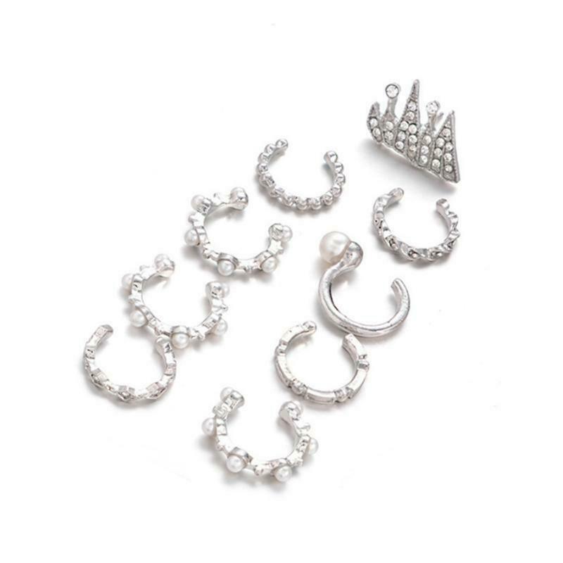 9Pcs Ear Clips Bohemia Ear Cuffs Earrings Non-pierced Ears Fashion Women Girl