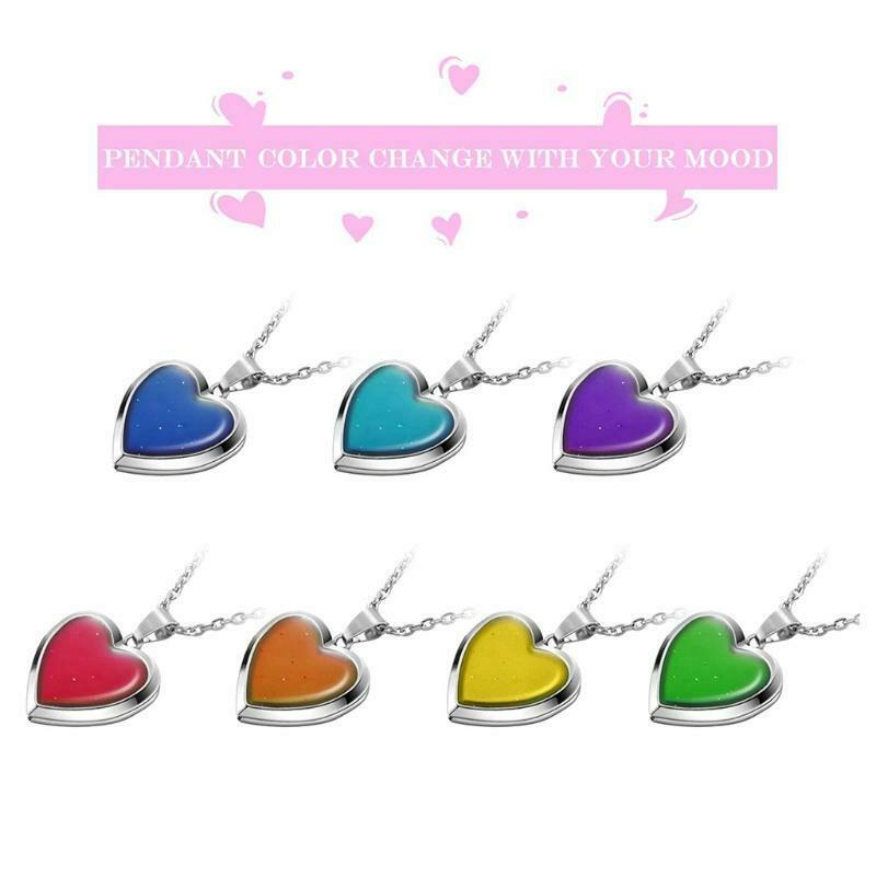 Temperature Sensitive Color Change Pendant Necklace with Stainless Steel Chain