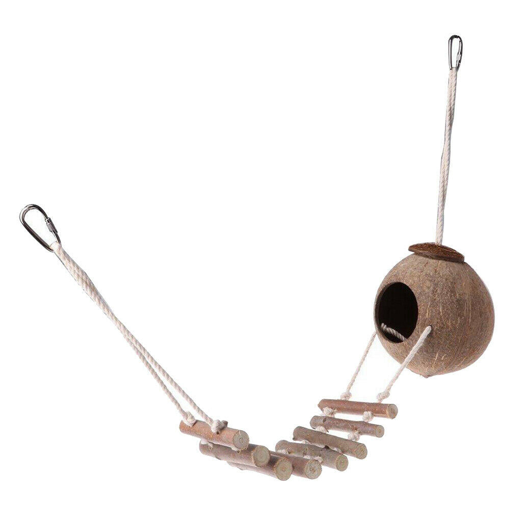Cute Natural Coconut Bird Nest Bird House Fedder Toys for Indoor Outdoor