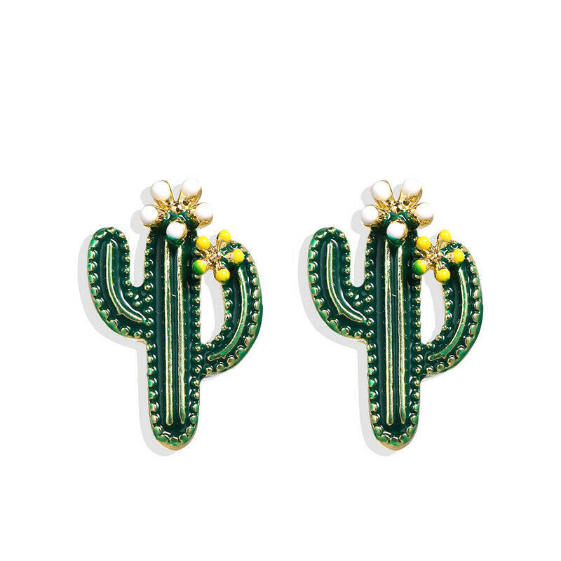 Fashion Green Cactus Earrings Plant Stud Ear Women Jewelry Summer Girl GiftB Ad