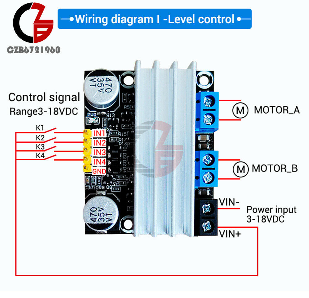 10A DC 3-18V Dual-Channel H-bridge DC Motor Drive Module PWM Adust Speed Dimming